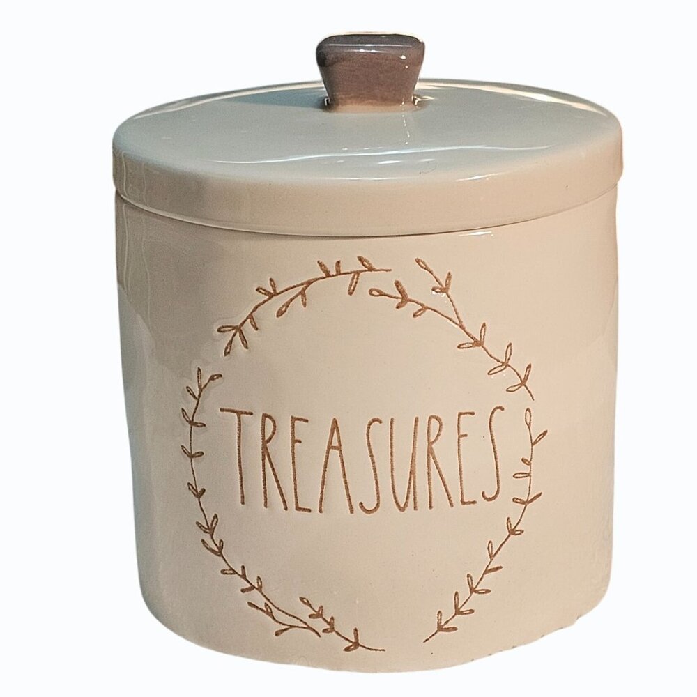 Rae Dunn “Treasures” Canister Jar Container With Lid Artisan By Magenta